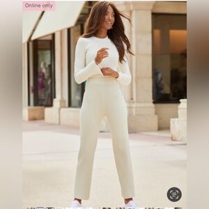 Lascana Ultra High Waisted Wide leg Cream Pants Set